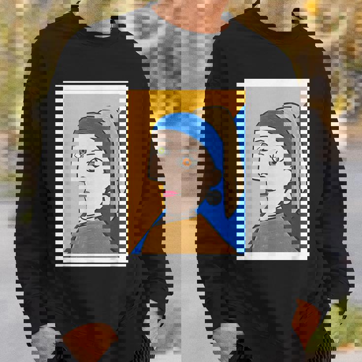 【ピカソ風】真珠の耳飾りの少女／フェルメール（パロディ）【世界の名画】面白い 美術館アート スウェットシャツ 彼への贈り物