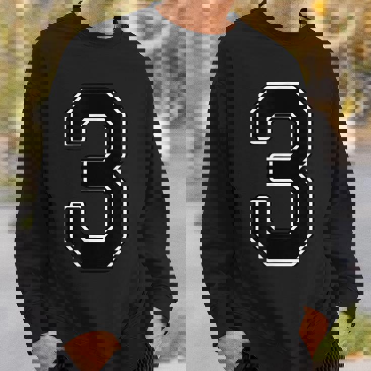 【両面プリント・表裏】3 数字 背番号・胸 ユニフォーム ナンバー【ブラック／黒の文字】スポーツ 部活 チーム 野球 スウェットシャツ 彼への贈り物