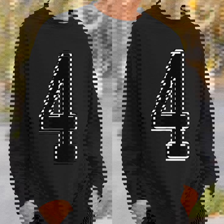 【両面プリント・表裏】4 数字 背番号・胸 ユニフォーム ナンバー【ブラック／黒の文字】スポーツ 部活 チーム 野球 スウェットシャツ 彼への贈り物