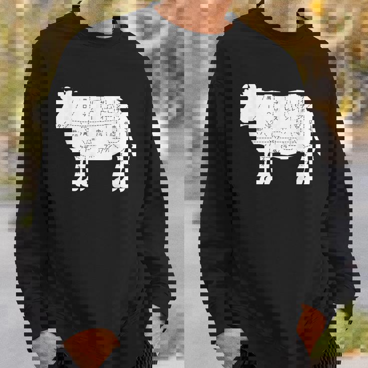 【牛肉部位】肉の部位 牛 うし 和牛 焼肉 牛丼 定食 部位 しゃぶしゃぶ すき焼き おもしろ 面白い ネタ ウケ狙い スウェットシャツ 彼への贈り物