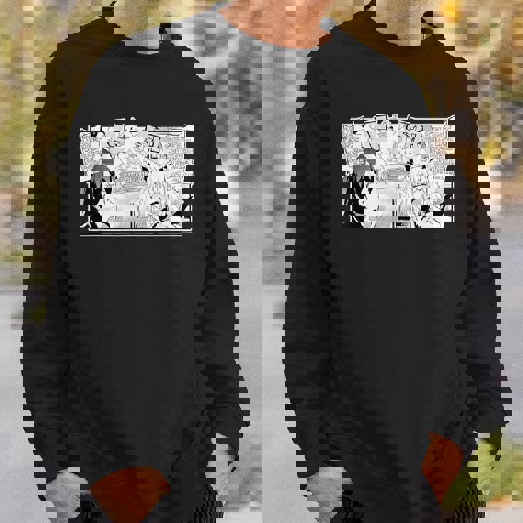 【白上フブキ】『ヤマト神想怪異譚』漫画コマtシャツ（本人セレクト 英語）黒 スウェットシャツ 彼への贈り物