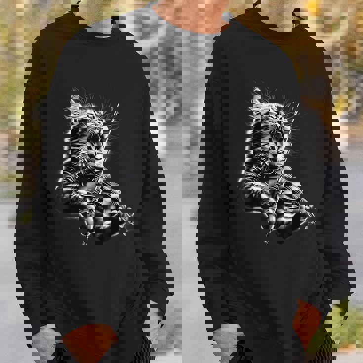 おもしろオーケストラ ミュージシャン バイオリニスト ロックキャット 演奏 バイオリン スウェットシャツ 彼への贈り物