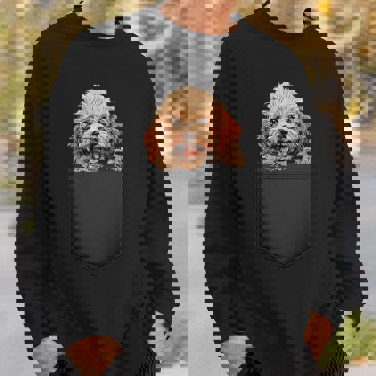 おもしろトイプードル 子犬 ポケットに入れたかわいいペット愛好家 スウェットシャツ 彼への贈り物