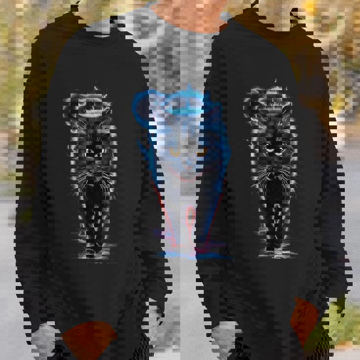 おもしろ猫 稲妻 黒猫 スウェットシャツ 彼への贈り物