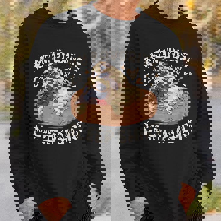 お気に入りのスリープ シャツ、パグ犬と子犬 スウェットシャツ 彼への贈り物