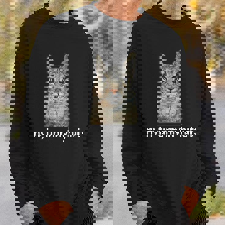 お腹が痛い面白い猫のミーム スウェットシャツ 彼への贈り物