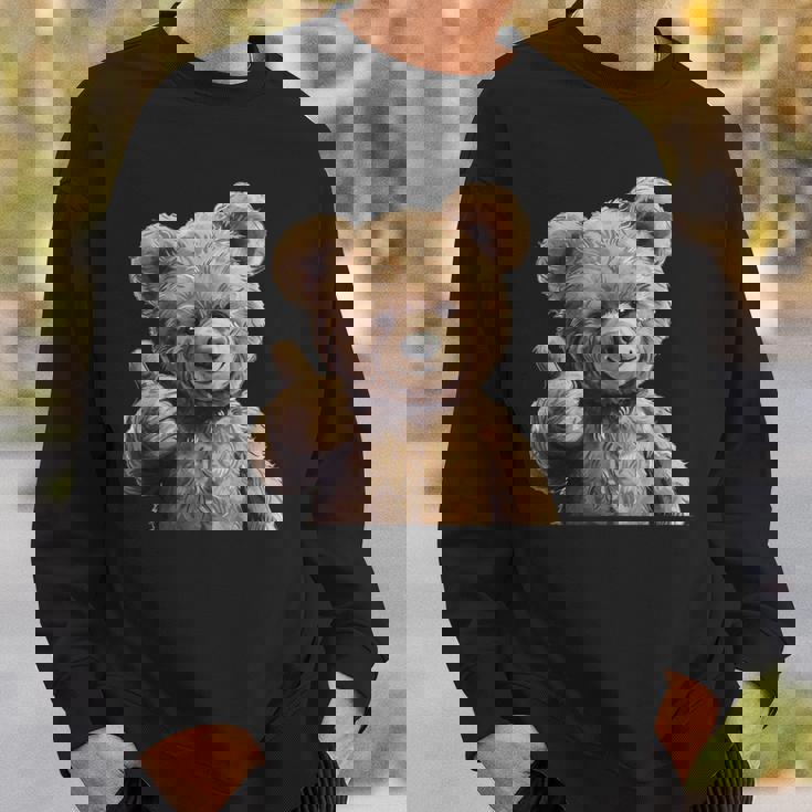 かっこいいテディベア 親指付き スウェットシャツ 彼への贈り物