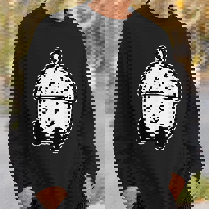 かわいい どんぐり 笑顔 ハッピー どんぐり ブラックワーク ミニマリスト スウェットシャツ 彼への贈り物