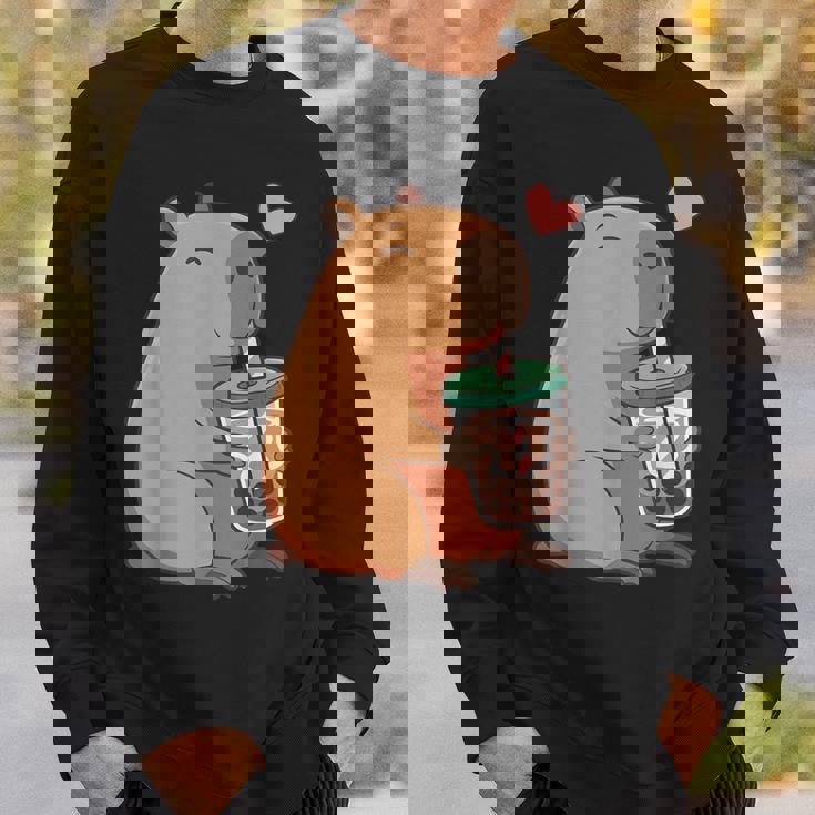 かわいい カピバラ ドリンク バブルティー カワイイ Capy Lover キッズ ガールズ スウェットシャツ 彼への贈り物