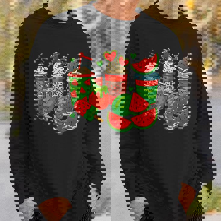 かわいい スイカ好き 夏 フルーツ スイカ アイスコーヒー スウェットシャツ 彼への贈り物