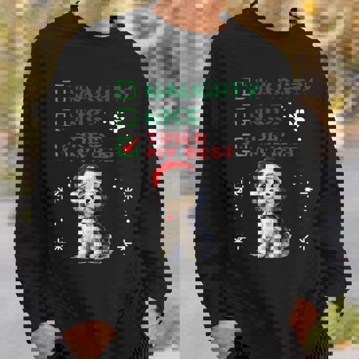 かわいい ダンディ ディンモント テリア 犬 クリスマス いたずら 素敵 試した スウェットシャツ 彼への贈り物