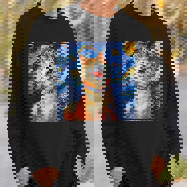 かわいい 柴犬 犬 星月夜 ヴィンセント・ヴァン・ゴッホ 絵画 スウェットシャツ 彼への贈り物