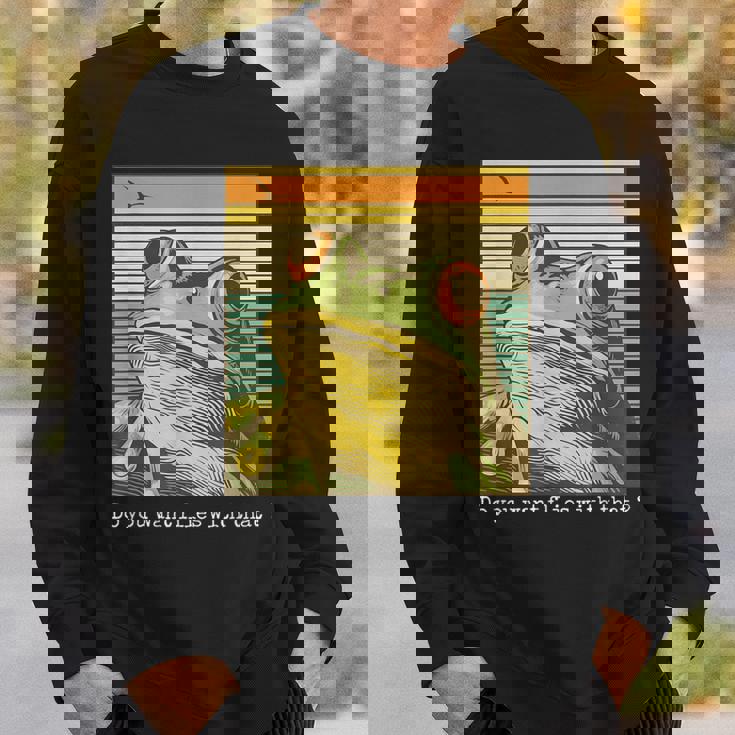 かわいい 面白い レトロ カエル スウェットシャツ 彼への贈り物