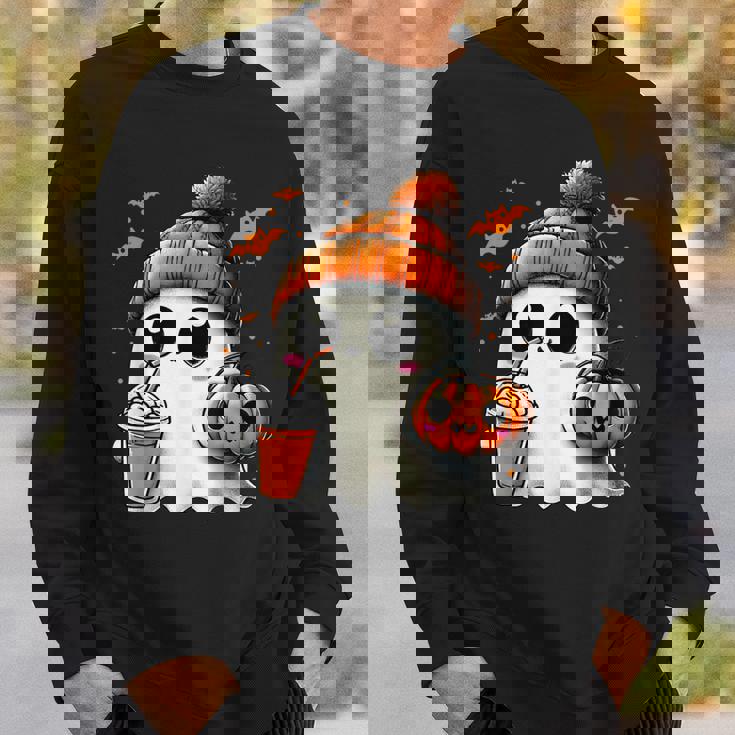 かわいいおばけを飲むかぼちゃスパイス ゴーストハロウィンコスチューム スウェットシャツ 彼への贈り物