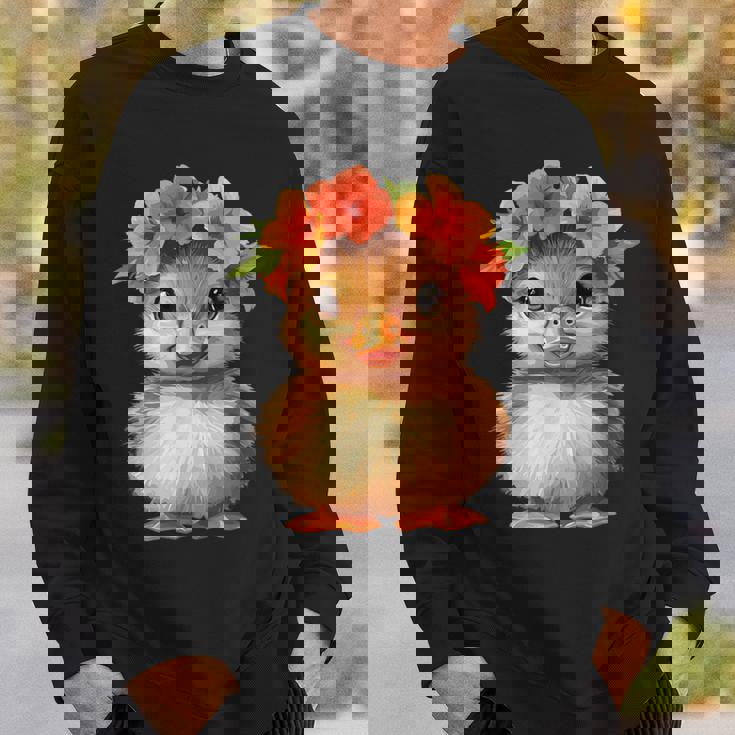 かわいいアヒルの子と花冠 スウェットシャツ 彼への贈り物