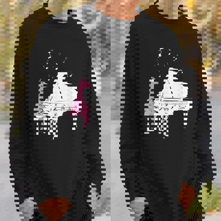 かわいいアルパカ弾き ピアノ音符記号 ミュージシャンアート スウェットシャツ 彼への贈り物