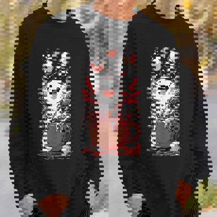 かわいいウーパールートル ホット チョコレート マシュマロ チョコレート ウーパールーパー スウェットシャツ 彼への贈り物