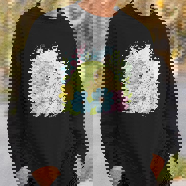 かわいいカメの花 I キッズ 亀 スウェットシャツ 彼への贈り物