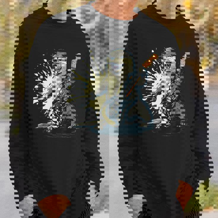 かわいいカワウソの顔のコスチューム エレキギター付き 音楽ファン向け スウェットシャツ 彼への贈り物