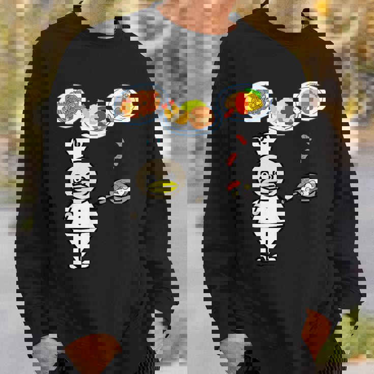 かわいいコックさん 洋食屋さん オムライス ナポリタン ハンバーグ エビフライ ウィンナー フライパン おもしろ スウェットシャツ 彼への贈り物