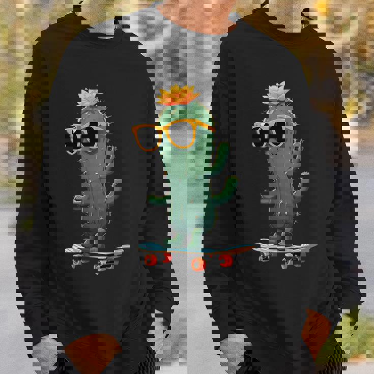 かわいいサボテン スケートボード カッコいい サボテン スウェットシャツ 彼への贈り物