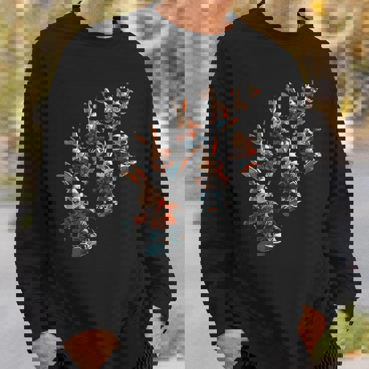 かわいいスノーボードウサギの漫画アート スウェットシャツ 彼への贈り物