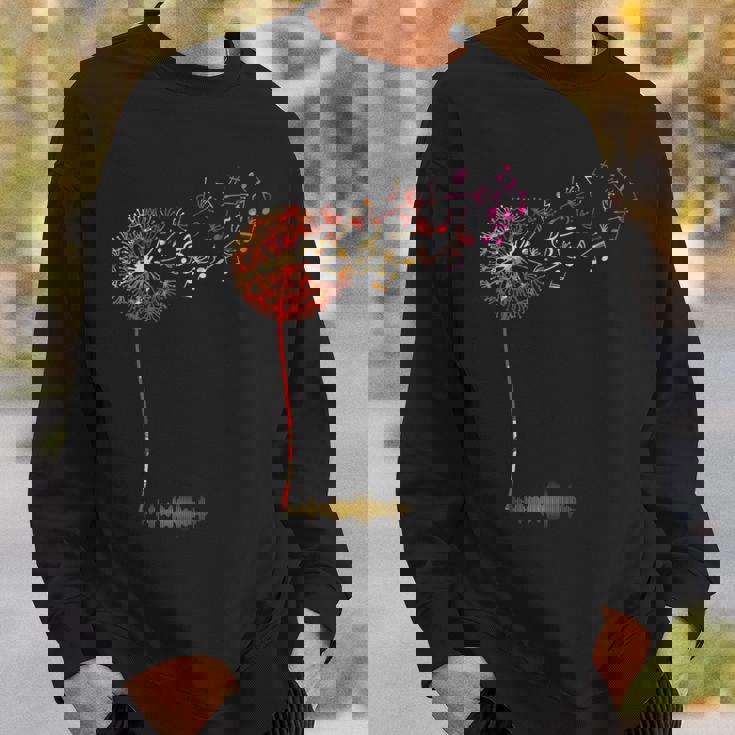 かわいいタンポポ 音符付き 花 男女兼用 音楽 スウェットシャツ 彼への贈り物