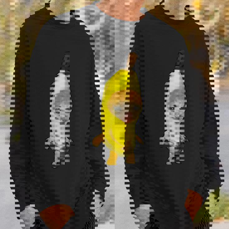 かわいいバナナ猫 ハッピーバナナキャットミーム キティ 猫好きミーム スウェットシャツ 彼への贈り物