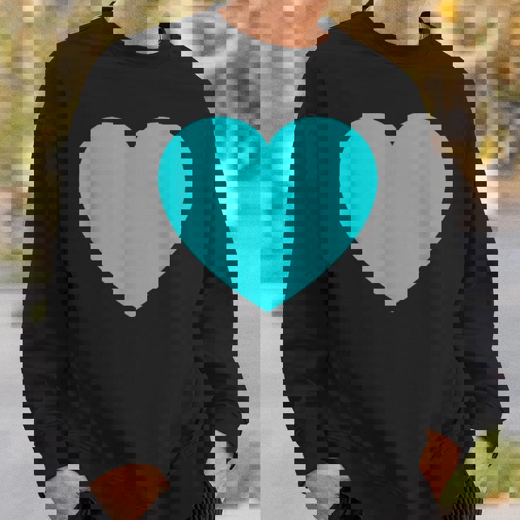 かわいいブルーターコイズハート スウェットシャツ 彼への贈り物