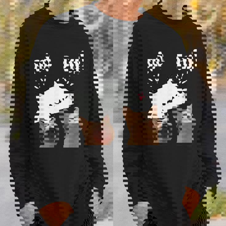 かわいいボンゴ猫遊びポップ猫ミーム スウェットシャツ 彼への贈り物