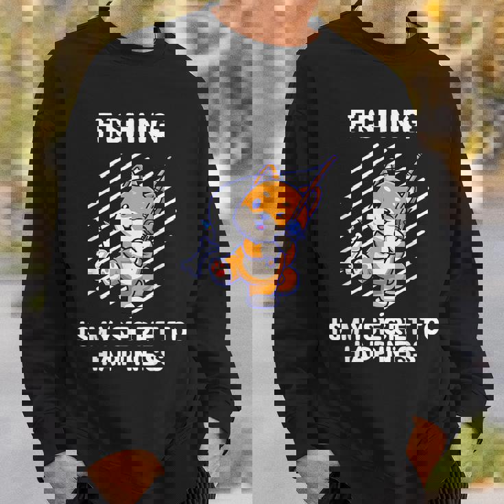 かわいい柴犬 釣りは幸せの秘密 柴犬 スウェットシャツ 彼への贈り物