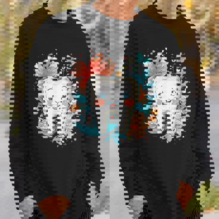 かわいい歯と花iキッズ歯 スウェットシャツ 彼への贈り物