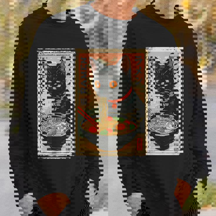 かわいい猫とラーメン麺 日本のアニメ漫画 スウェットシャツ 彼への贈り物