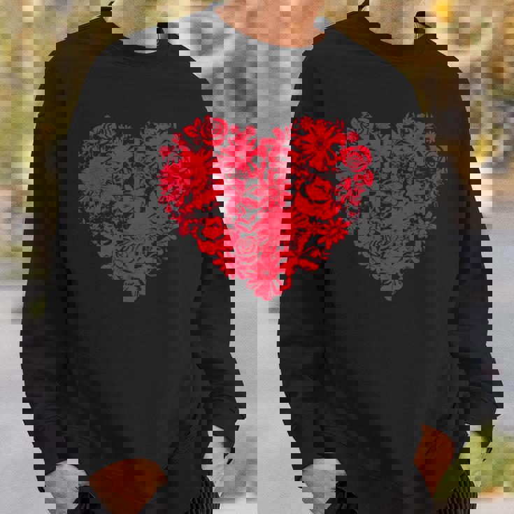 かわいい花赤いハート花のバレンタインデーの愛 スウェットシャツ 彼への贈り物