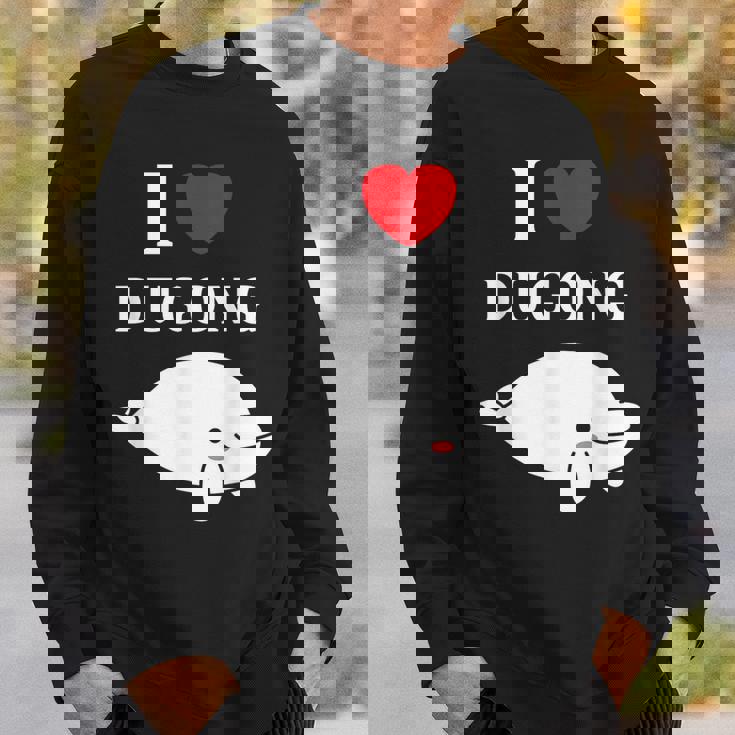 かわいい面白いシンプルなジュゴンの魚を引用します。 I Love Dugong スウェットシャツ 彼への贈り物