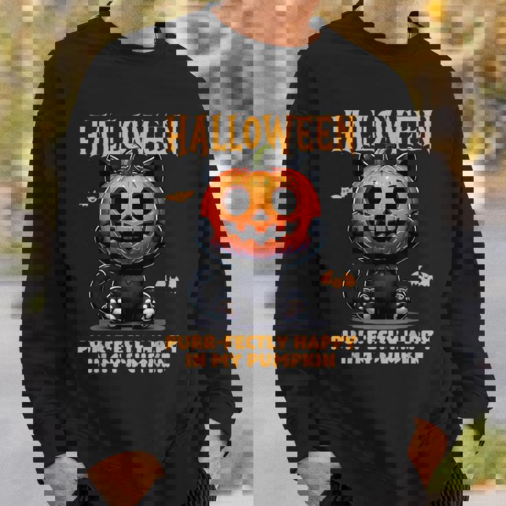 かわいい黒猫ハロウィン衣装カボチャデザインマスク面白い スウェットシャツ 彼への贈り物