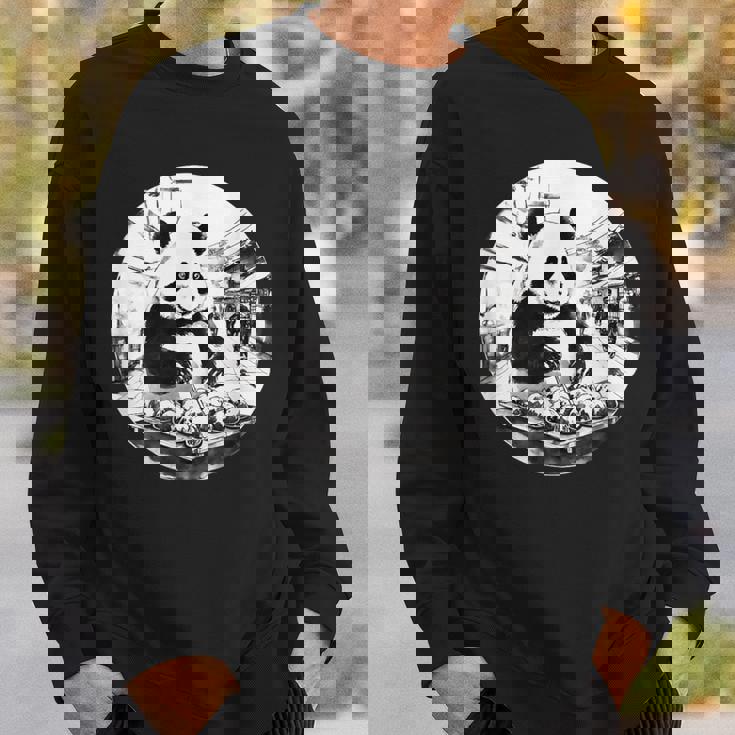 たこ焼き パンダ 水墨画 日本食 大阪 おもしろ 和風 動物 スウェットシャツ 彼への贈り物