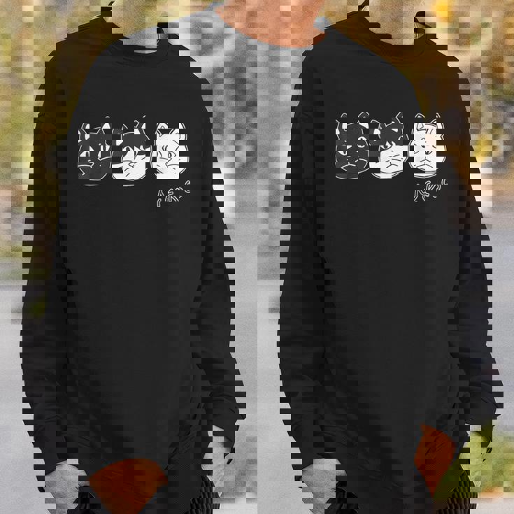 ねこさん 3 スリー Neko・Neko・Neko 黒猫・ハチワレ・白猫【どうぶつフレンズ】不機嫌猫 顔イラスト スウェットシャツ 彼への贈り物