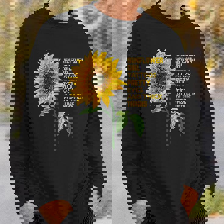 ひまわりガール タトゥー かわいい目 太腿 スウェットシャツ 彼への贈り物