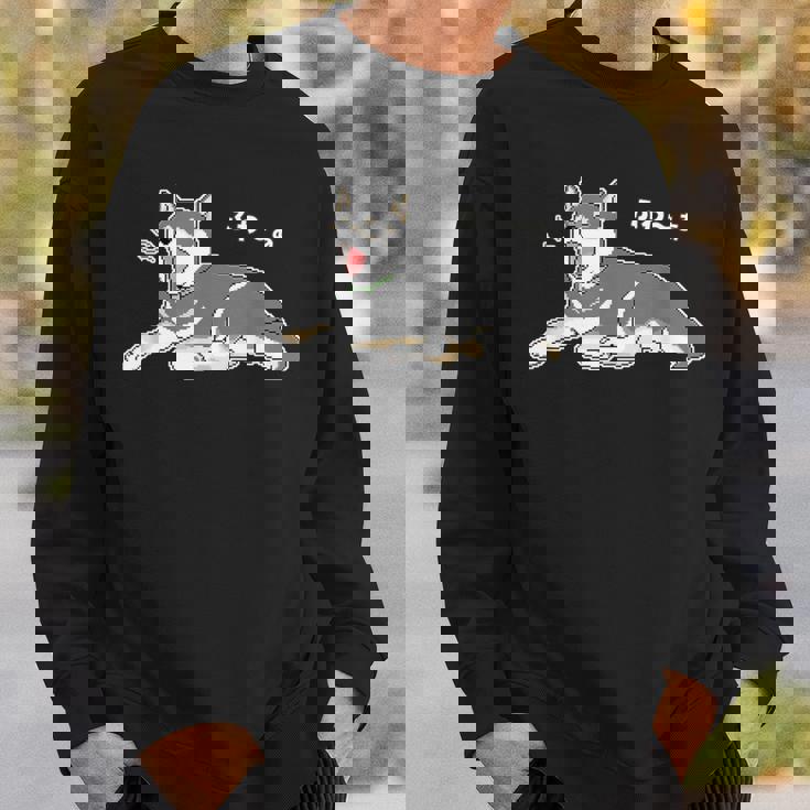 ふわーぁとあくびをする黒柴 柴犬のドット絵 スウェットシャツ 彼への贈り物