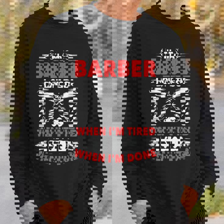 やったら床屋止まるよ美容師理髪師プレゼント スウェットシャツ 彼への贈り物