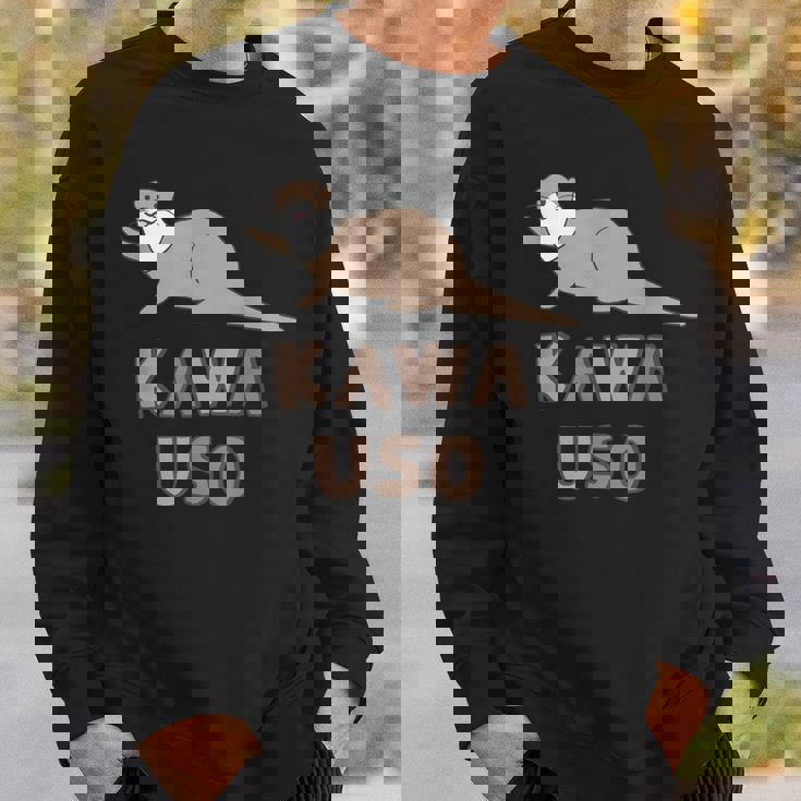 ゆるカワウソさん Otters オッターズ はろー”【No27】コツメカワウソ グッズ かわいい イラスト スウェットシャツ 彼への贈り物