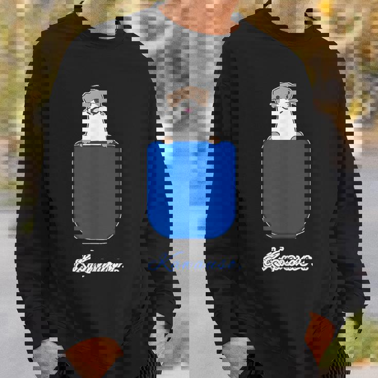 ゆるカワウソさん Otters オッターズ『いん ざ ぽけっと』（ブルーポケット）コツメカワウソ かわいい イラスト スウェットシャツ 彼への贈り物