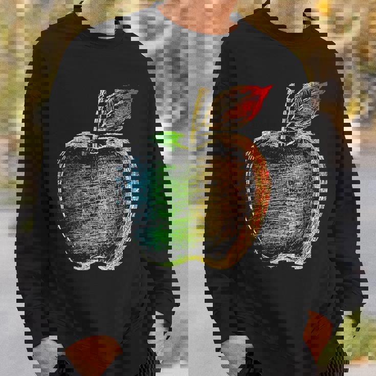 りんご フルーツ ドローイング アート カラフル モチーフ アップル スウェットシャツ 彼への贈り物