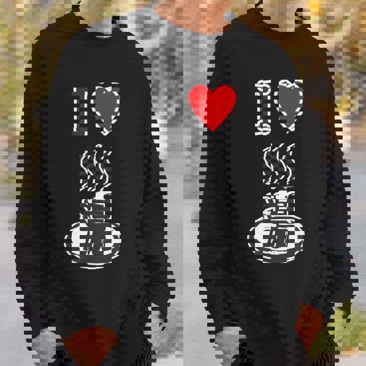 アイラブ・湯 イラスト【温泉】お風呂 マーク 銭湯 記号 ハート お土産 旅行 メッセージ・面白い デザイン スウェットシャツ 彼への贈り物