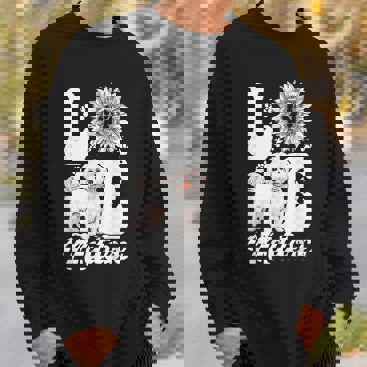 アイ・ラブ・マルチーズ・ドッグ・オーナー・ファニー・ポー・プリント・サンフラワー・ラバー スウェットシャツ 彼への贈り物