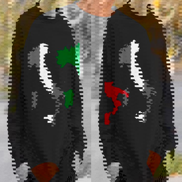 アウトライン イタリア 赤 白 緑 ストライプ 地図 スウェットシャツ 彼への贈り物