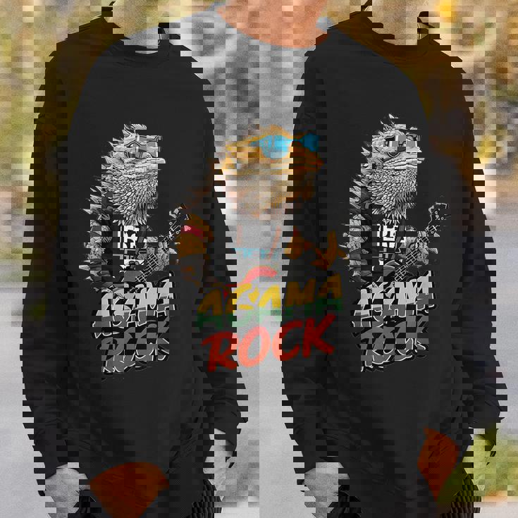 アガマ ロック、フトアゴヒゲトカゲ ロッカー、ギター Pogonaitticeps スウェットシャツ 彼への贈り物