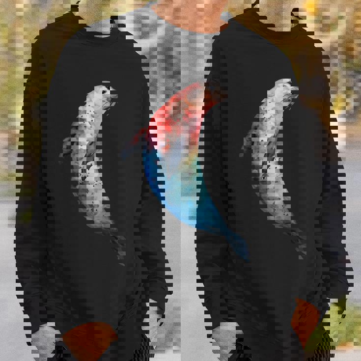 アザラシ アシカ かわいい シール 海 動物 水彩 シール スウェットシャツ 彼への贈り物