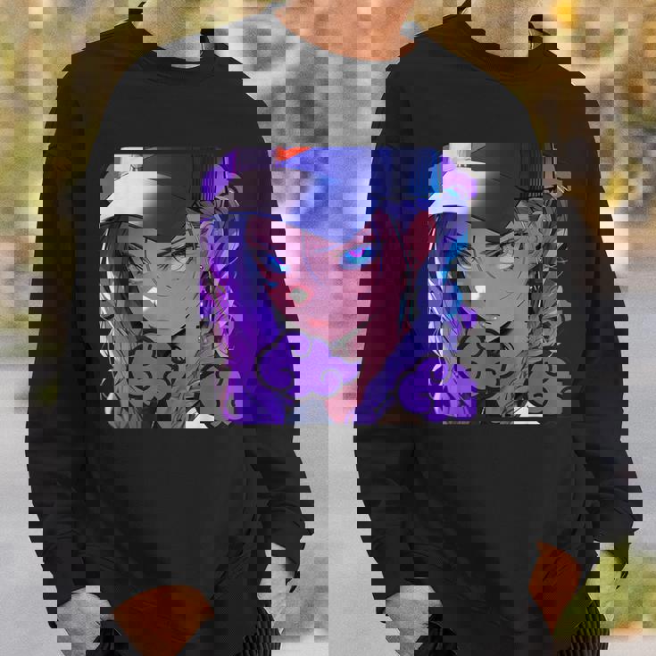 アニバエオタク美少女アニメ少女 紫髪ミステリアス スウェットシャツ 彼への贈り物